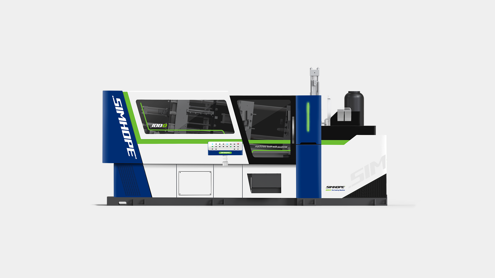 壓鑄機工業設計-重型機械板金研發-熱室鋅合金壓鑄機-信鋐工業-鷗翼門機構設計-板金設計公司-DFM可製造性設計-形碩板金設計-工業設備人機介面