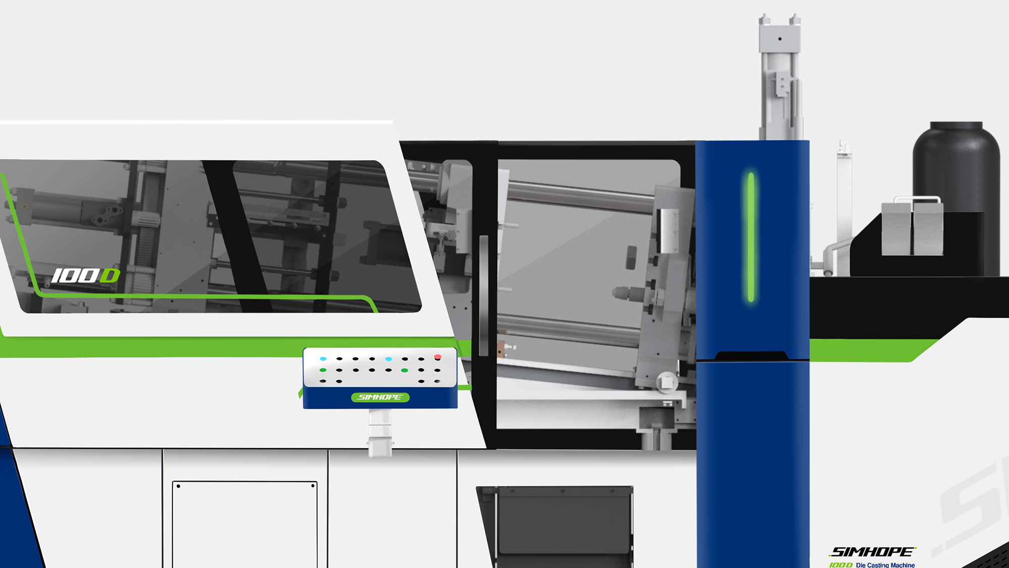 壓鑄機工業設計-重型機械板金研發-熱室鋅合金壓鑄機-信鋐工業-鷗翼門機構設計-板金設計公司-DFM可製造性設計-形碩板金設計-工業設備人機介面