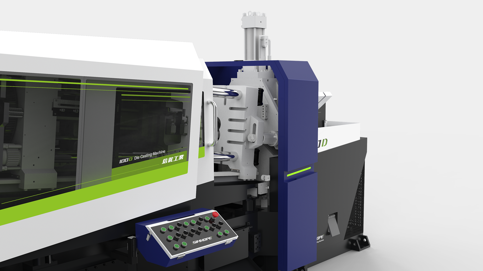 壓鑄機工業設計-重型機械板金研發-熱室鋅合金壓鑄機-信鋐工業-鷗翼門機構設計-板金設計公司-DFM可製造性設計-形碩板金設計-工業設備人機介面