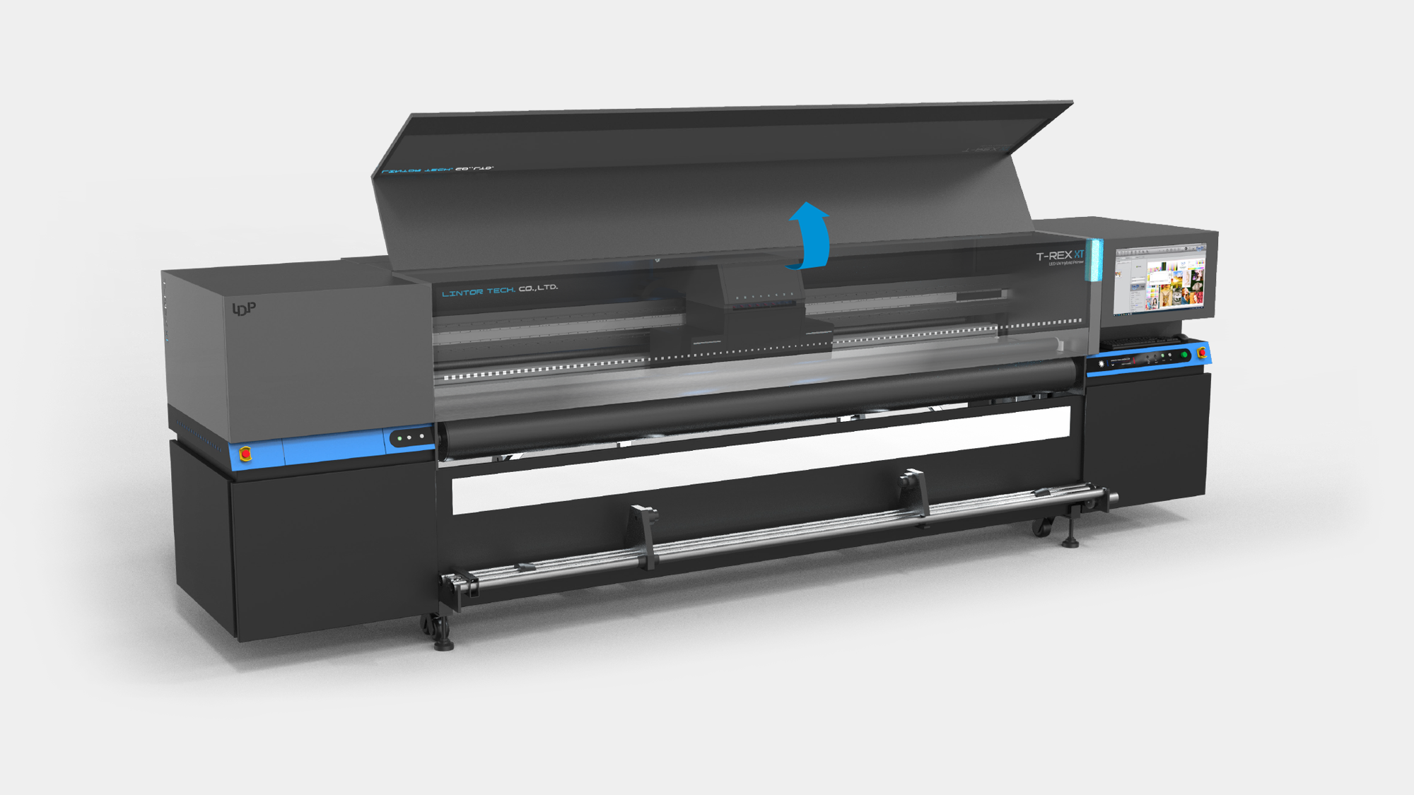 3D渲染圖細節,工業設計工程驗證,板金量產結構,MIT品牌識別系統,印刷機介面設計,大型機台DFM