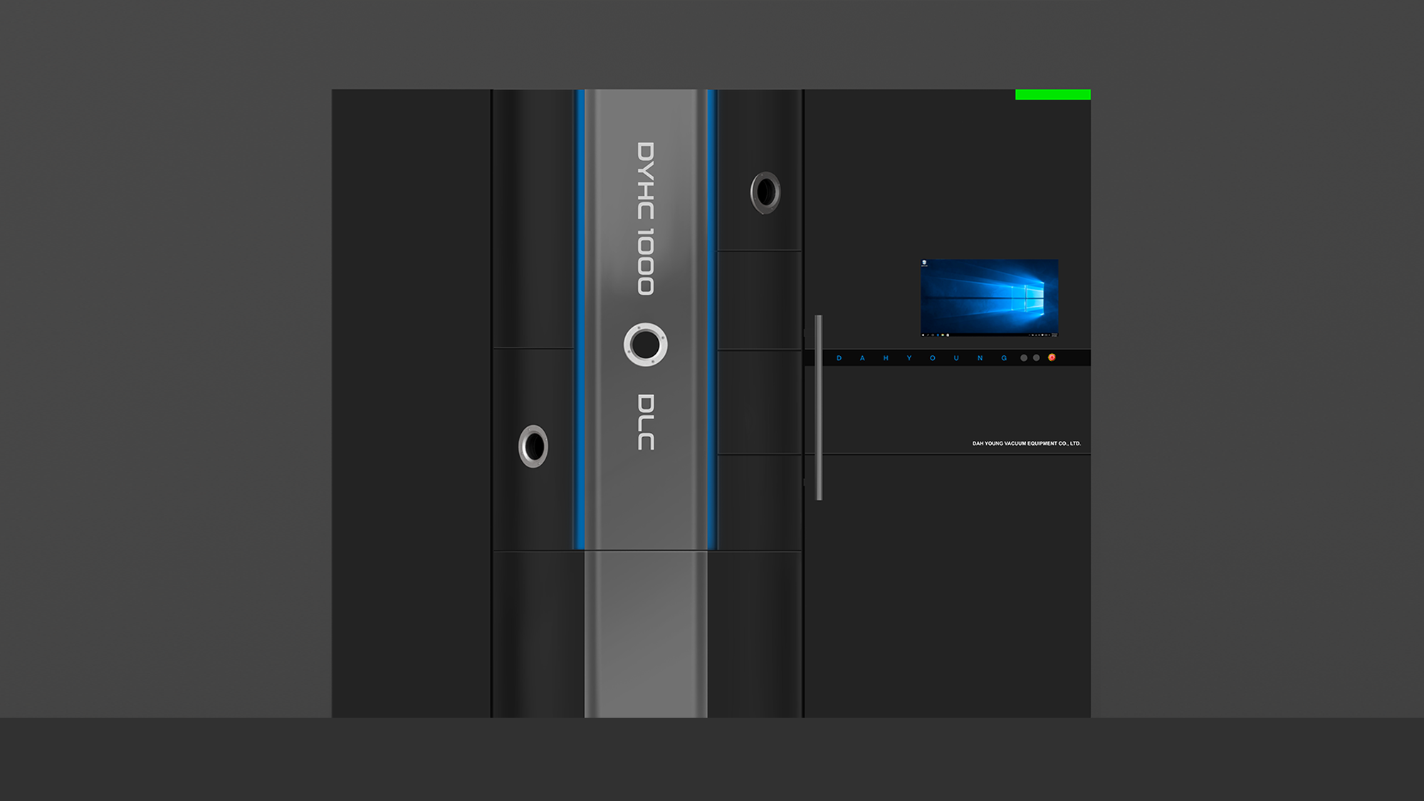 真空鍍膜機設計-大永真空DAHYOUNG高階DLC設備優化 複合門蓋板金機構設計-腔體大門整合小門開發實務 形碩板金設計-真空鍍膜設備品牌家族化識別設計 高階工業設備3D工程模擬-板金平整度與散熱孔規劃