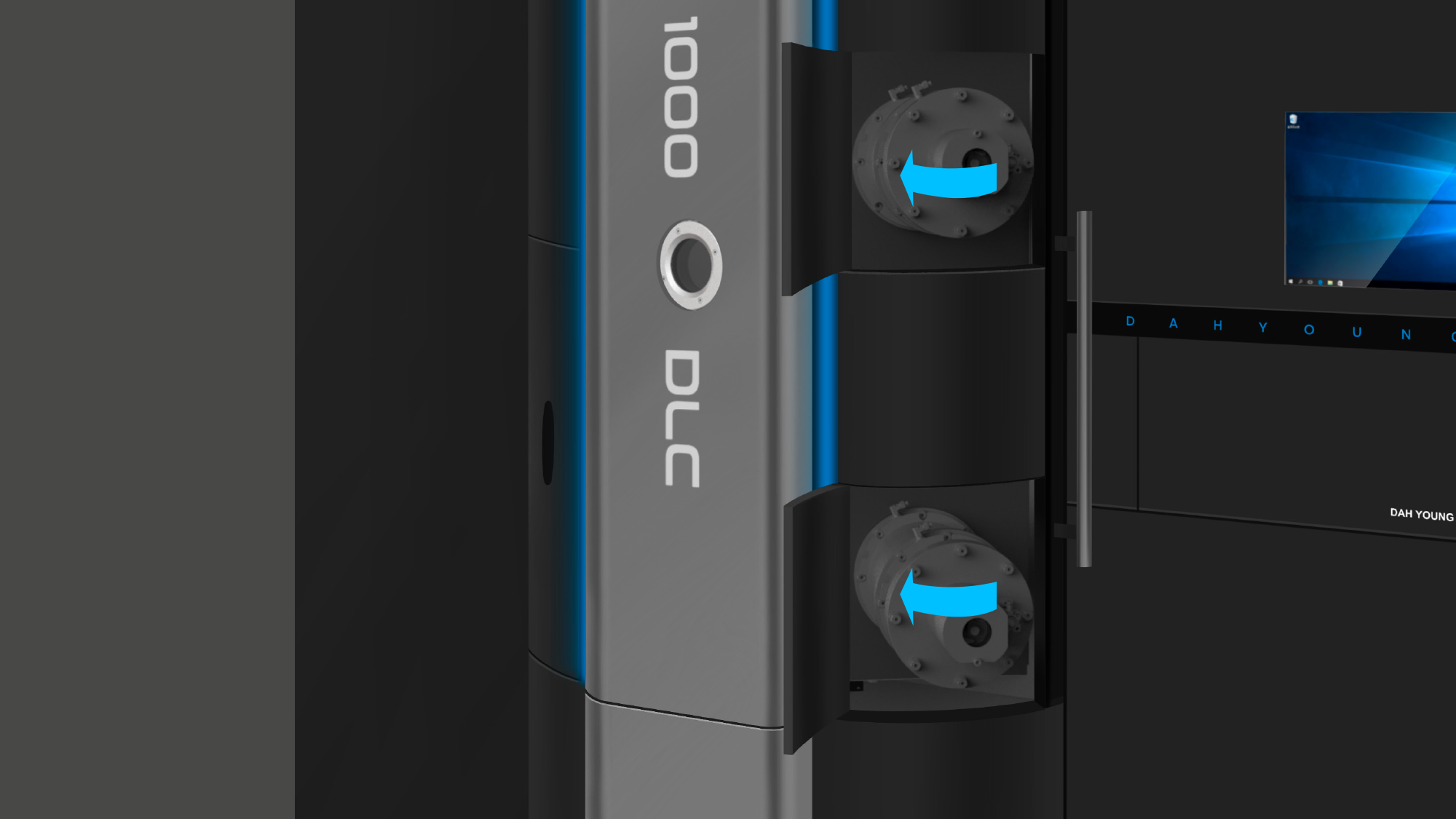 真空鍍膜機設計-大永真空DAHYOUNG高階DLC設備優化 複合門蓋板金機構設計-腔體大門整合小門開發實務 形碩板金設計-真空鍍膜設備品牌家族化識別設計 高階工業設備3D工程模擬-板金平整度與散熱孔規劃