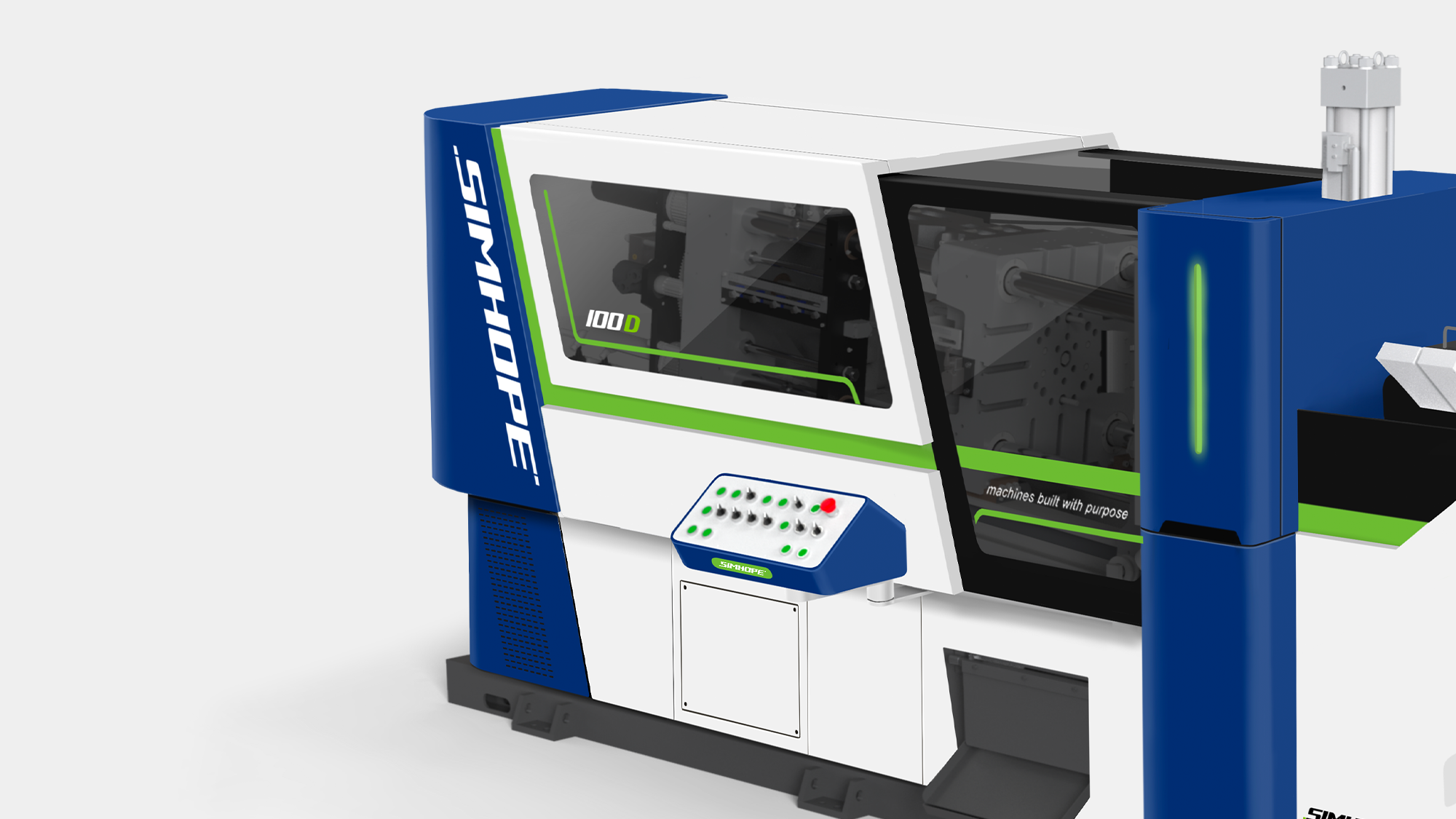 壓鑄機工業設計-重型機械板金研發-熱室鋅合金壓鑄機-信鋐工業-鷗翼門機構設計-板金設計公司-DFM可製造性設計-形碩板金設計-工業設備人機介面